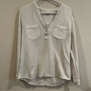 Mote size medium slub 100% cotton v neck long sleeve lagenlook tunic top